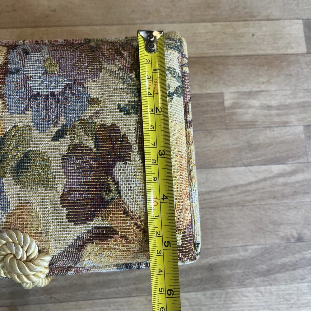 Vtg Fabric covered Jewelry Box Floral Mirror Tapestry Chest Grandma Core Cottage
